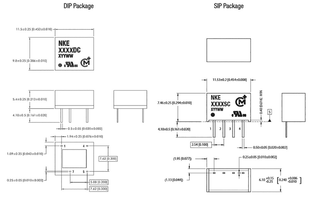 Converter: DC/DC; 1W; Uin: 4.5÷5.5V; Uout: 5VDC; Iout: 200mA; SIP