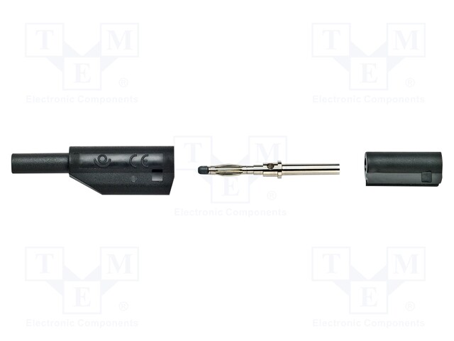 Plug; 2mm banana; 10A; 600V; black; Plating: nickel plated