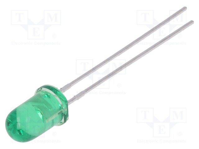 LED; 5mm; green; 18÷60mcd; 20°; Front: convex; No.of term: 2