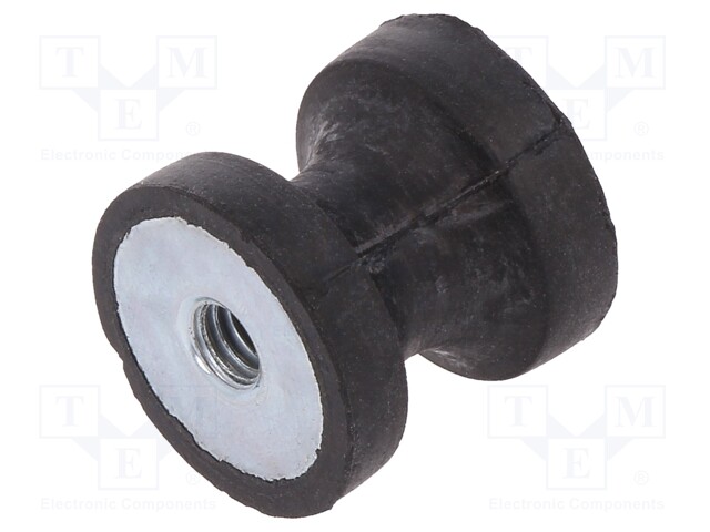 Vibration damper; M4; Ø: 15mm; rubber; L: 15mm; H: 4mm; 211N; 56N/mm