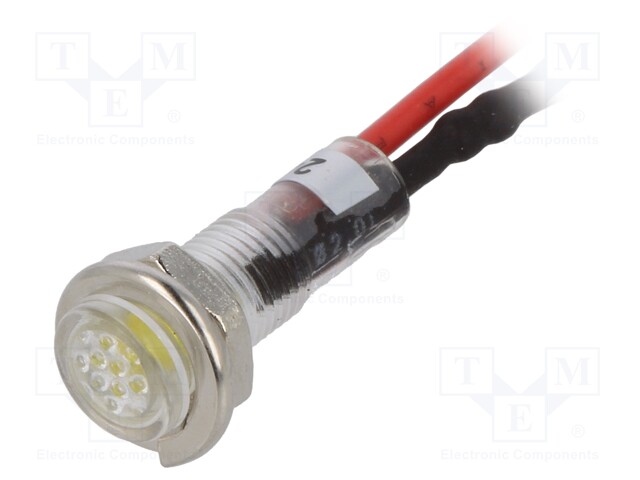 Indicator: LED; flat; 24VDC; Cutout: Ø5.2mm; IP40; polycarbonate