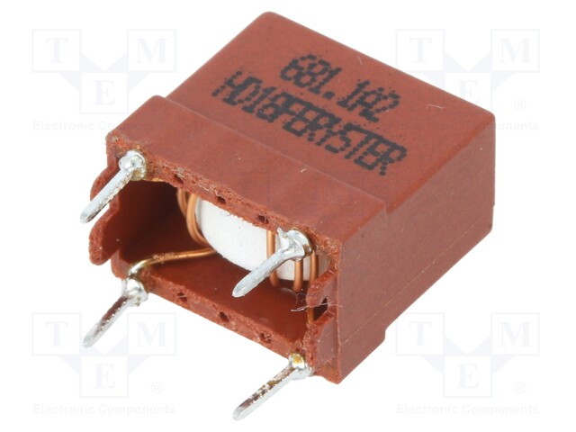 Inductor: wire; THT; 680uH; 1.2A; 100mΩ; 230VAC; 7.6x10.1mm; 10kHz