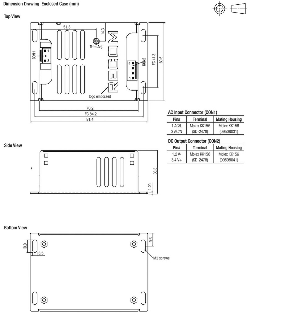 Power supply: switched-mode; 65W; 100÷370VDC; 85÷264VAC; OUT: 1