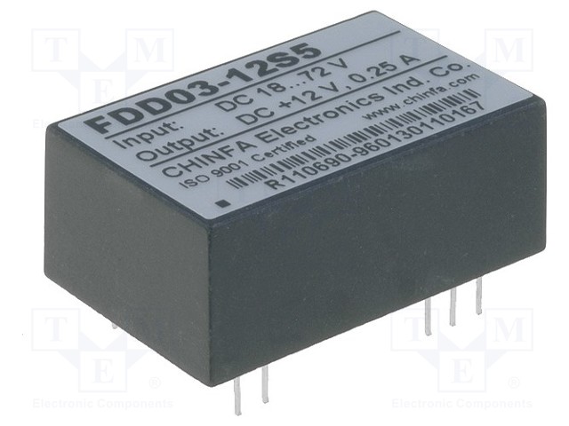 Converter: DC/DC; 3W; Uin: 18÷72V; 12VDC