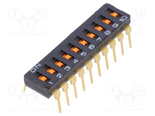 Switch: DIP-SWITCH; Poles number: 10; ON-OFF; 0.025A/24VDC; Pos: 2