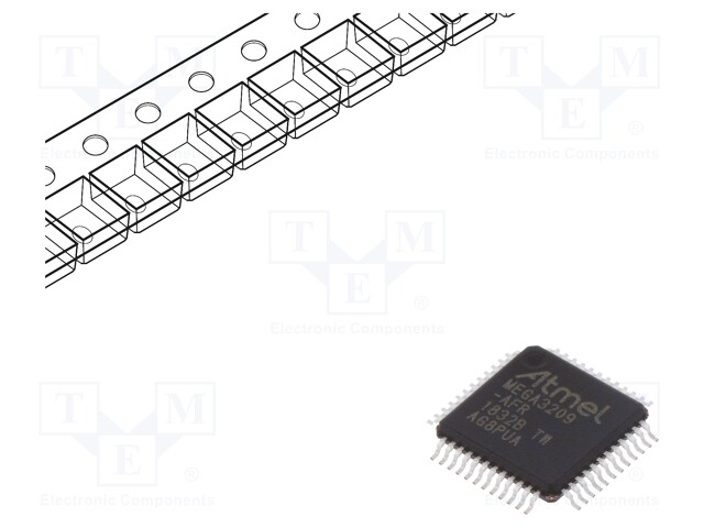 AVR microcontroller; EEPROM: 256B; SRAM: 4kB; Flash: 32kB; TQFP48