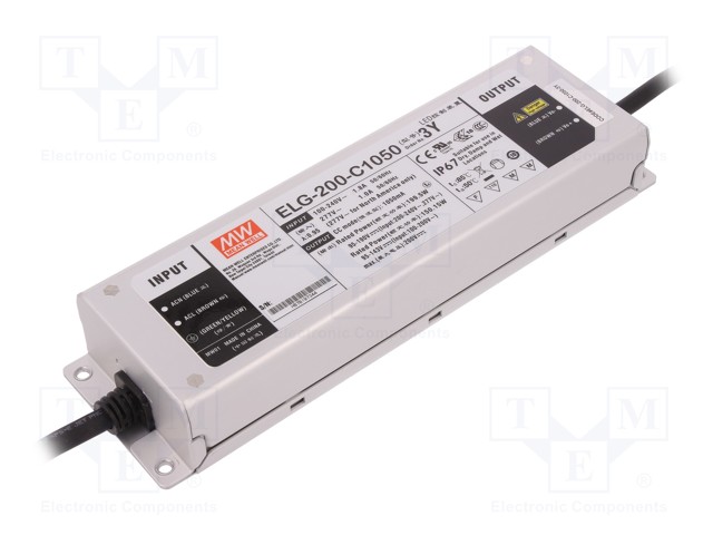 Power supply: switched-mode; LED; 199.5W; 95÷190VDC; 1050mA; IP67