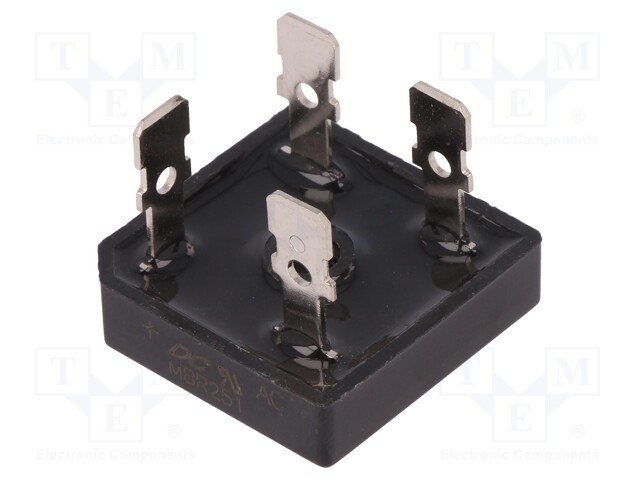 Single-phase bridge rectifier; Urmax: 100V; If: 25A; Ifsm: 400A