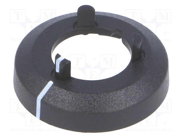Nut cover with pointer; ABS; black; push-in; Ø: 17.5mm