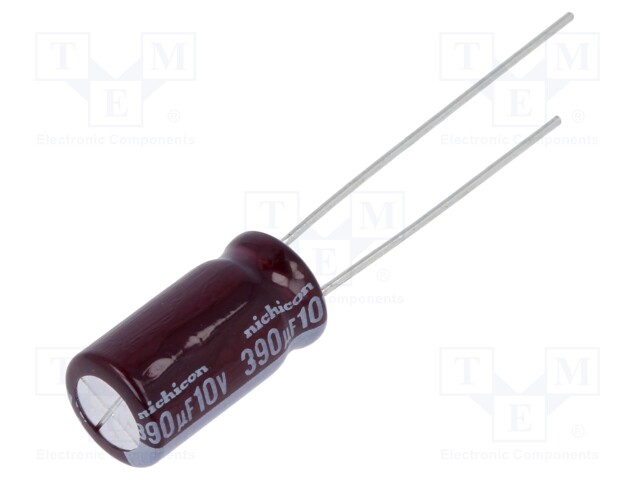 Capacitor: electrolytic; low impedance; THT; 390uF; 10VDC; Ø8x15mm