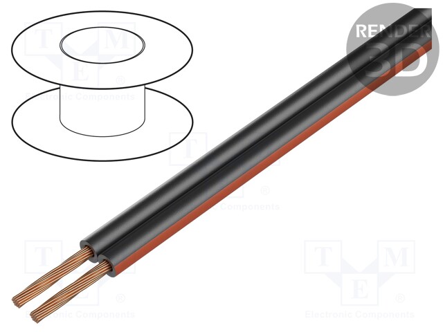 Wire: loudspeaker cable; TLYp; 2x0.75mm2; unshielded; PVC; black