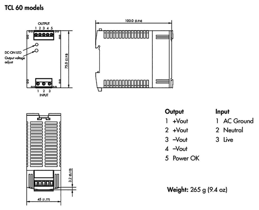 Power supply: switched-mode; for DIN rail; 60W; 12VDC; 4A; IP20