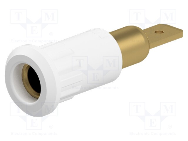 Socket; 4mm banana; 25A; 30VAC; 60VDC; 30mm; white; gold-plated