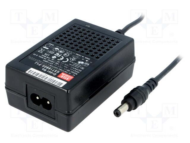 Power supply: switched-mode; 5VDC; 3A; Out: 5,5/2,1; 15W; 85÷264VAC