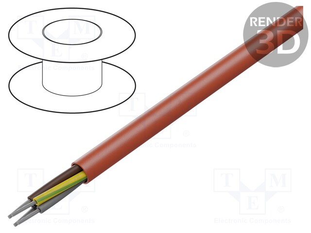 Wire; SiHF-J; 4G1mm2; Cu; stranded; silicone; red-brown; -60÷180°C