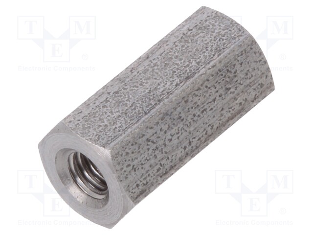 Screwed spacer sleeve; Int.thread: M2,5; 10mm; hexagonal