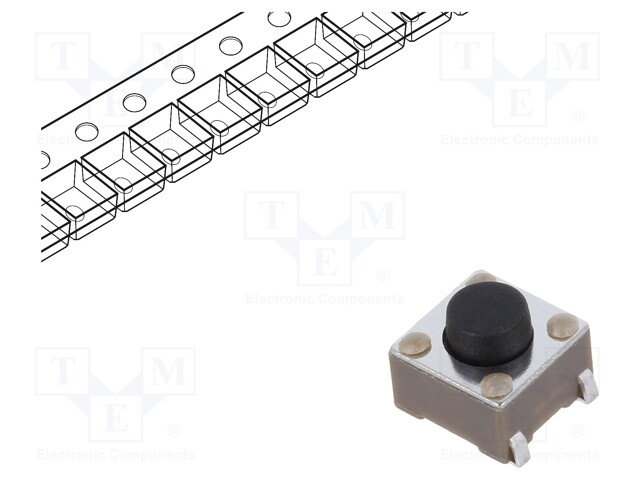 Microswitch TACT; SPST-NO; Pos: 2; 0.05A/12VDC; SMT; 1.57N; 6x6x4mm