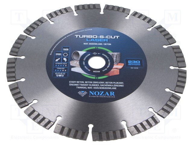 Cutting diamond wheel; Ø: 230mm; Øhole: 22.23mm