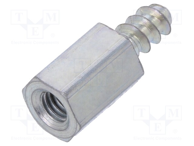 Screwed spacer sleeve; Int.thread: M3; 8mm; Ext.thread: ST3,3