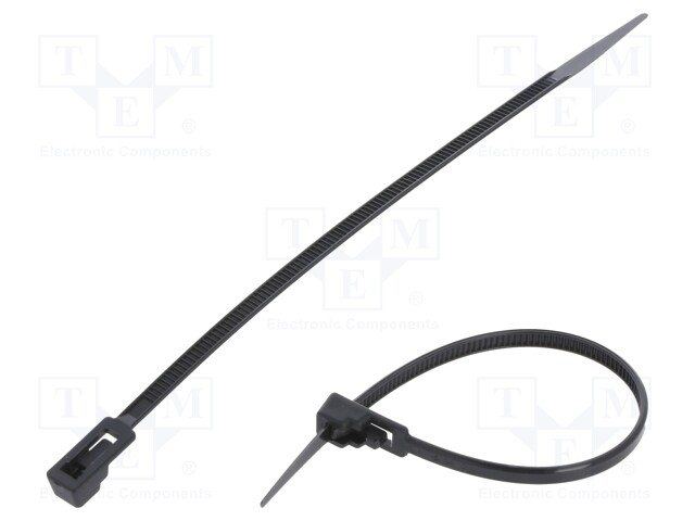 Cable tie; multi use; L: 150mm; W: 3.6mm; polyamide; 177N; black