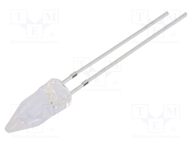 LED; 5mm; white warm; 500÷750mcd; 100°; 20mA; 12V; Front: Rocket