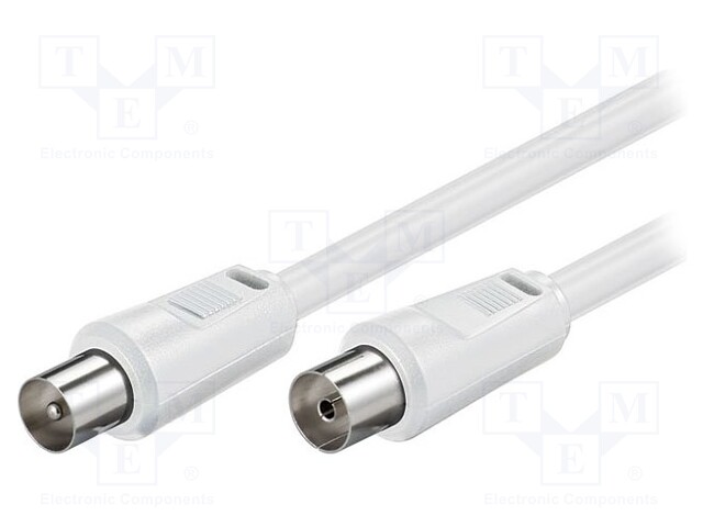 Cable; 75Ω; 5m; coaxial 9.5mm socket,coaxial 9.5mm plug; white