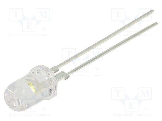 LED; 5mm; white warm; 45000mcd; 30°; Front: convex; 3.2÷3.6VDC