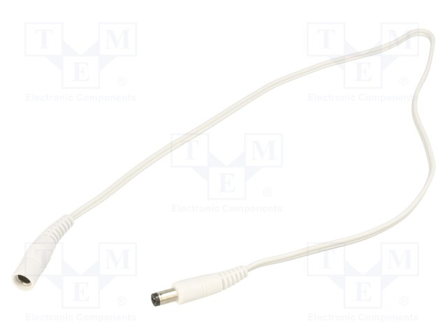 Cable; DC 5,5/2,1 plug,DC 5,5/2,1 socket; straight; 0.5mm2; 0.5m