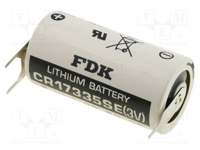 Battery: lithium; 3V; 2/3A,2/3R23,CR17335; Ø17x33.5mm; 1800mAh