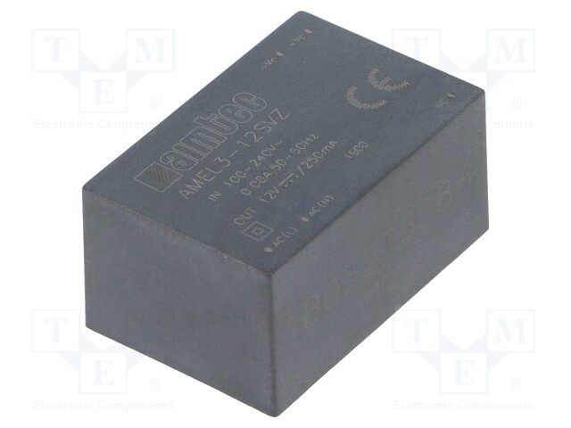 Converter: AC/DC; 3W; Uout: 12VDC; Iout: 0.25A; 77%; Mounting: PCB