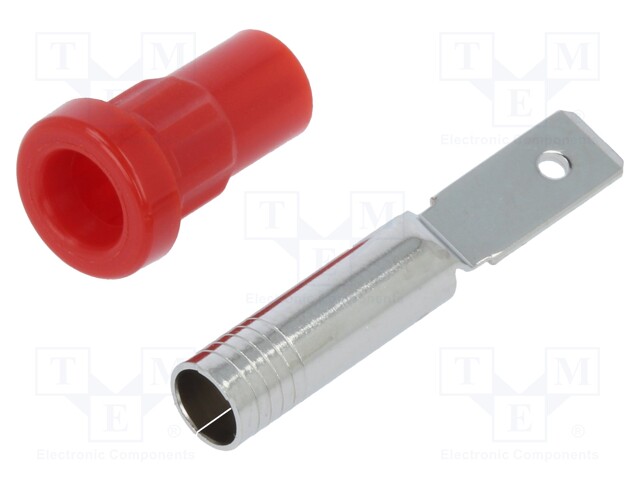 Socket; 4mm banana; 25A; 30VAC; 60VDC; red; nickel plated; 6.8mm