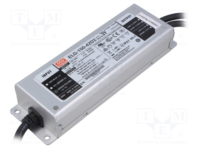 Power supply: switched-mode; LED; 95.76W; 42VDC; 2.28A; 100÷305VAC