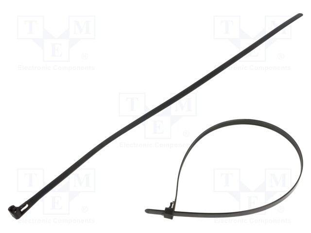 Cable tie; multi use; L: 400mm; W: 7.2mm; polyamide; black; 50pcs.