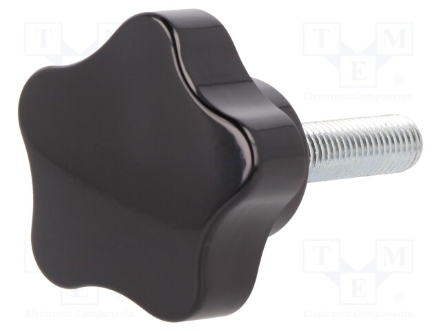 Knob; Dia: 40mm; M8; 16mm; H: 27mm; duroplast (PF); black; -20÷110°C