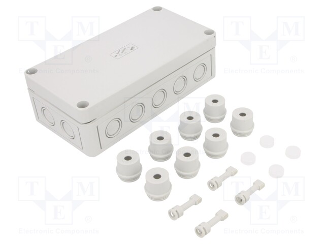 Enclosure: junction box; X: 94mm; Y: 180mm; Z: 57mm; polycarbonate