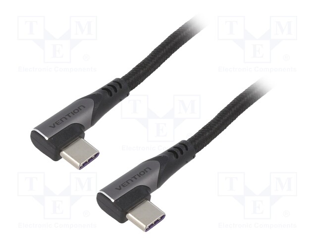 Cable; USB 2.0; USB C angled plug,both sides; 1m; black; 480Mbps