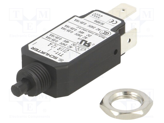 Circuit breaker; Urated: 240VAC; 48VDC; 12A; SPST; Poles: 1; screw