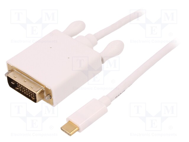 Adapter; USB 3.1; DVI-D (24+1) plug,USB C plug; 1m; Colour: white