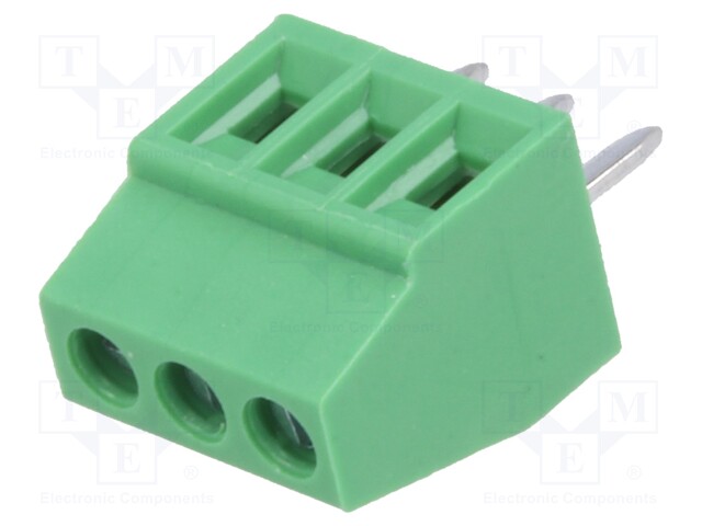 PCB terminal block; angled 90°; 2.54mm; ways: 3; on PCBs; 1mm2