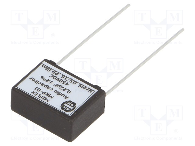 Capacitor: polypropylene; 0.22uF; 450VDC; 15mm; ±2%; 18x13.5x7.5mm