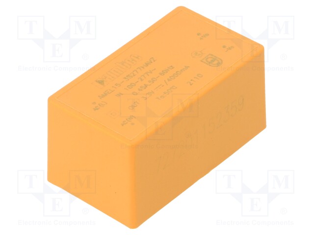 Converter: AC/DC; 13.2W; Uout: 3.3VDC; Iout: 4A; 76%; Mounting: PCB