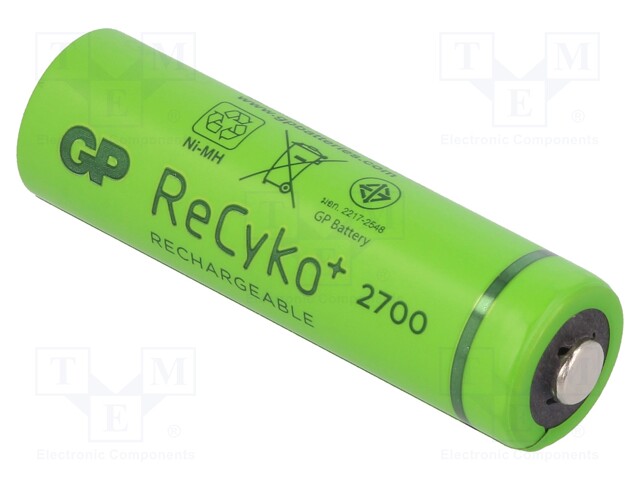 Re-battery: Ni-MH; AA; 1.2V; 2600mAh; ReCyko+; Ø14.5x50.5mm; 270mA