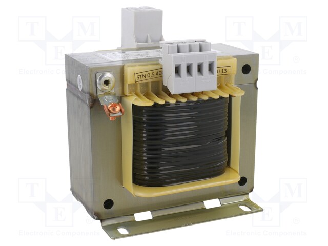 Transformer: mains; 500VA; 400VAC; 24V; Leads: terminal block; IP00