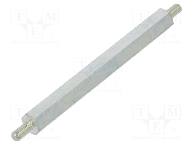 Screwed spacer sleeve; 55mm; Ext.thread: M3; hexagonal; steel