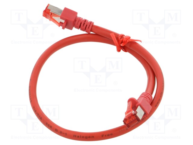 Patch cord; S/FTP; 6; stranded; Cu; LSZH; red; 0.5m; 27AWG