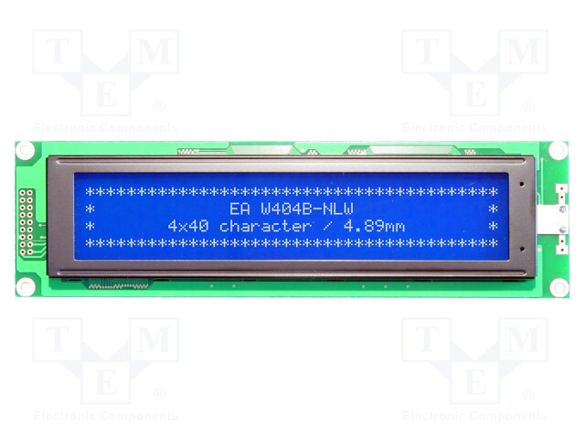 Display: LCD; alphanumeric; STN Negative; 40x4; blue; LED; 190x54mm