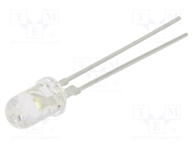 LED; 5mm; white; 45000mcd; 30°; Front: convex; 3.2÷3.6VDC; -30÷85°C