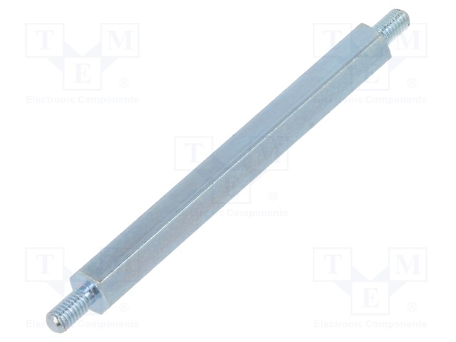 Screwed spacer sleeve; 50mm; Ext.thread: M3; hexagonal; steel