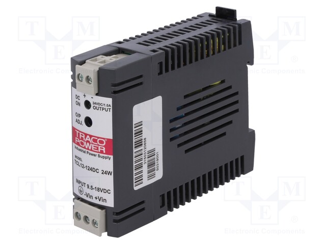 Converter: DC/DC; 24W; Uin: 9.5÷18V; 24VDC; Iout: 1A; 27x100x75mm