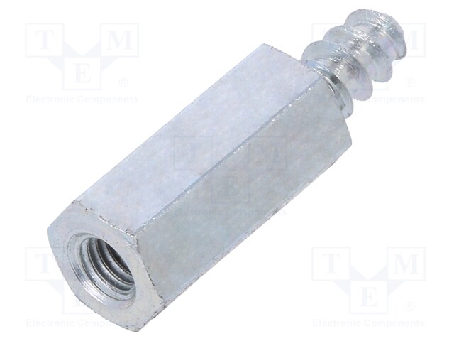 Screwed spacer sleeve; Int.thread: M3; 12mm; Ext.thread: ST3,3